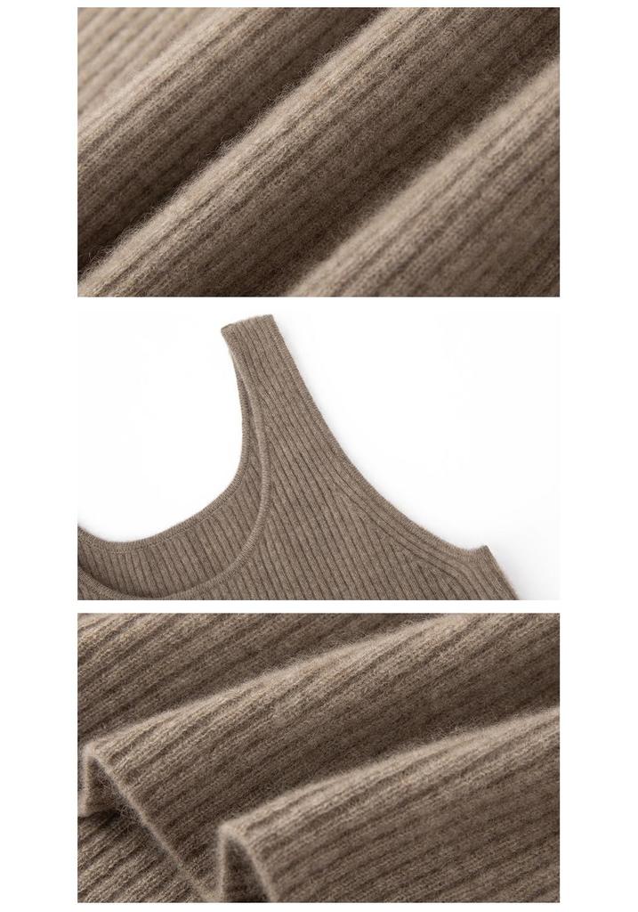 Le Kasha Women's 100% Cashmere Vest: Round Neck, Sleeveless Knit, Versatile Autumn/Winter Layer.