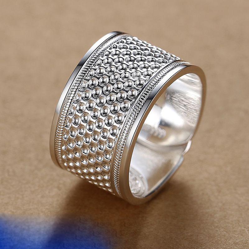 

925 Sterling Silver Rings for Women Men Couple Minimalist Handmade Simple Wide Retro Ring Party Jewelry Gift Prevent Allergy
