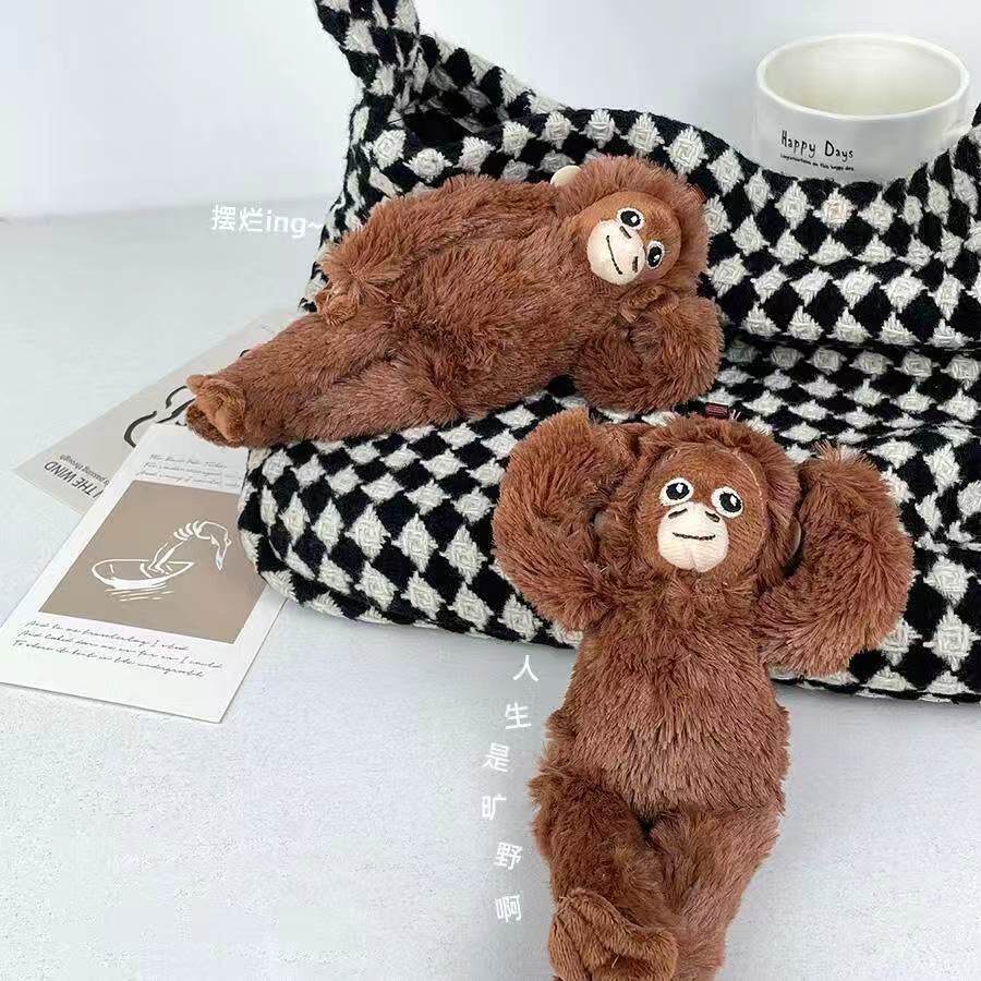 Kleiner Affenanhänger Plüschtier Tier Orang-Utan Plüschtier Taschenanhänger Weiches Stofftier Rucksack Schlüsselanhänger Geschenk für Fans