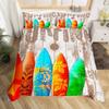 Surfboard Bedding Set King Size for Teens,Summer Surfing Sports Theme Comforter Cover Rustic Farmhouse Wooden Board Duvet Cover