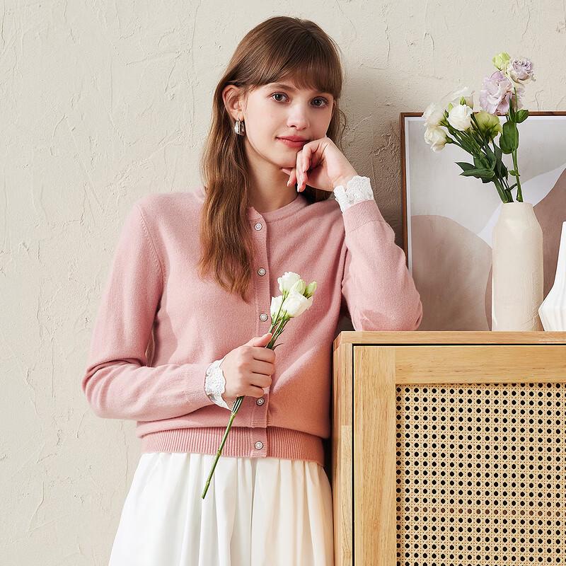 Komoboka Women's Lace Patchwork Wool Cardigan