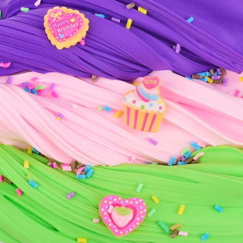 12 Pack Fluffy Butter Slime Kit, With 12 Pack Cute Mini Charms, Cute Slime Party Gift, Super Soft and Non-Sticky, Stress Relief Toy for Girls and Boys