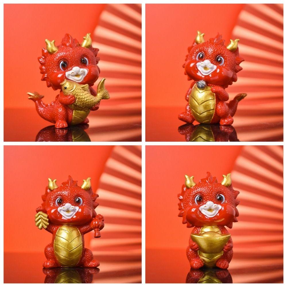 Resin Chinese Zodiac Dragon Statue Handcraft Miniature New Year Ornament National Tide Micro Landscape Mascot Decoration Hoom