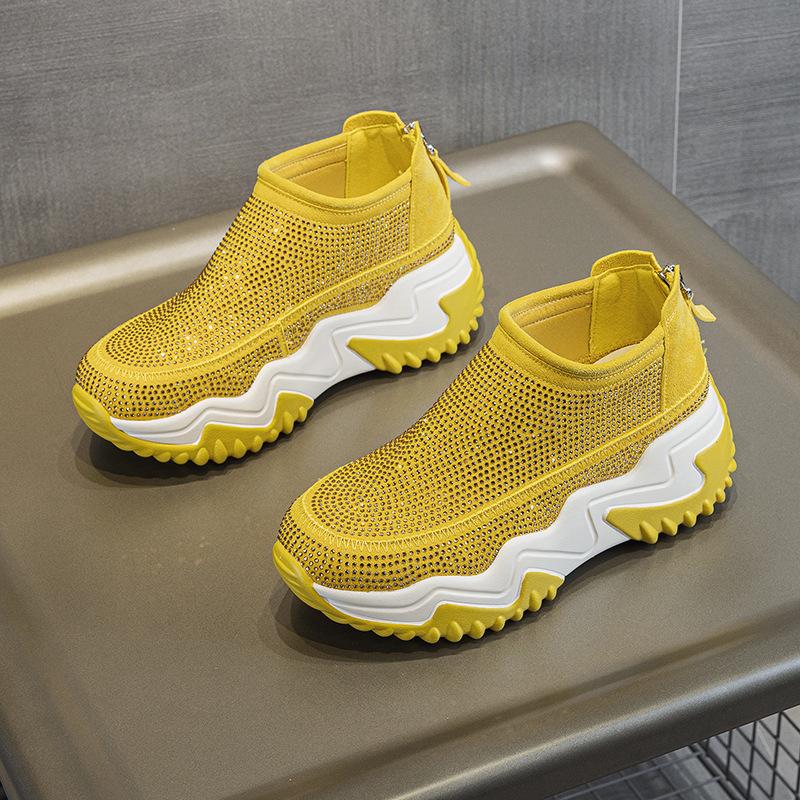 

2025 summer new outer wear popular thick-soled small bag head sandals women s height increase hollow hole sports white shoes 33 жёлтый