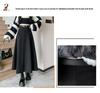 2025 Autumn/Winter Women's High-Waist Grey Wool Pleated Mid-Length A-Line Skirt