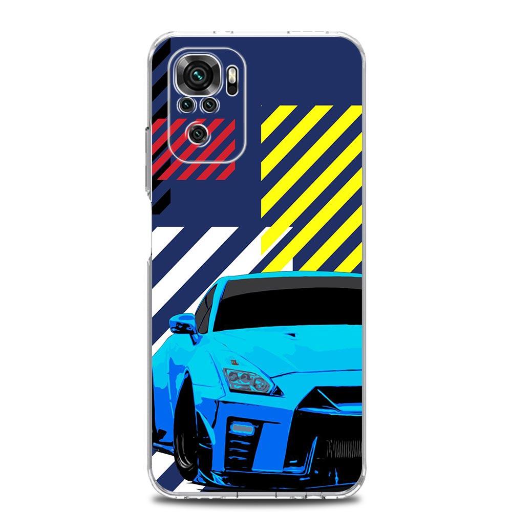 Square Clear Phone Case For Xiaomi Redmi Note 12 11 9S 9 8 10 Pro+ 7 8T 9C 9A 8A K40 Gaming Cover JDM Sports Car Lamp Aircraft