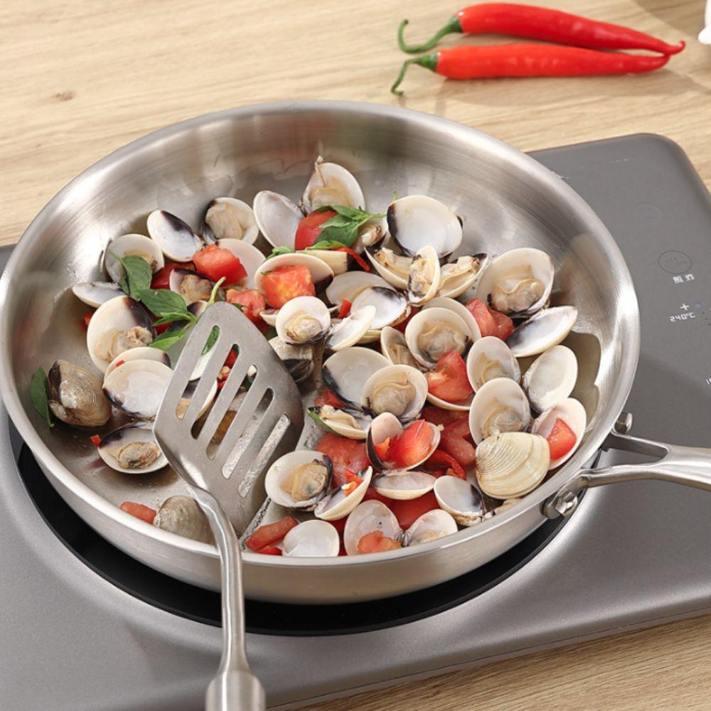 Flat Bottom Frying Wok Nonstick Fried Steak Pot Kitchen Cookware Stainless Steel Frying Pan  Home