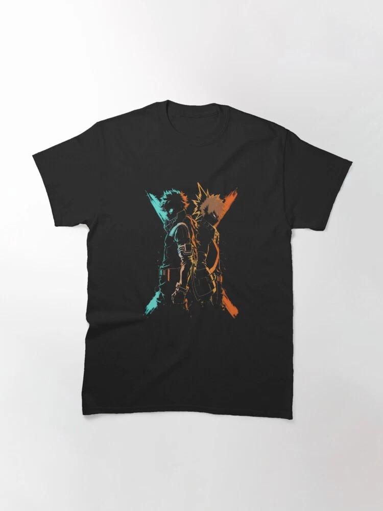 Anime My Hero Academia Deku And Bakugo Black Tshirt Size S4XL S