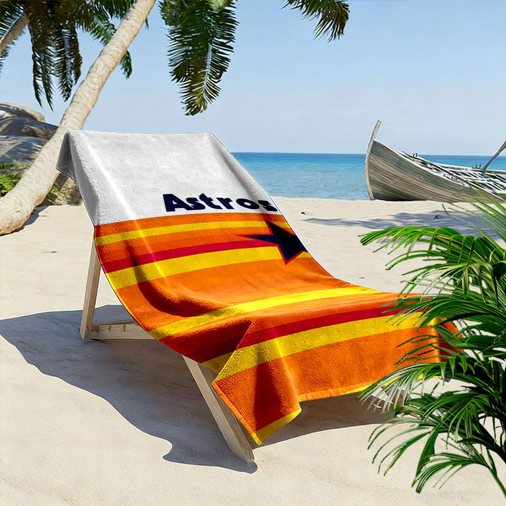 Astros Star with Orange Stripes Design Patterned beach towel quick dry perfect for travel outdoor sports jogging the beach and swimming