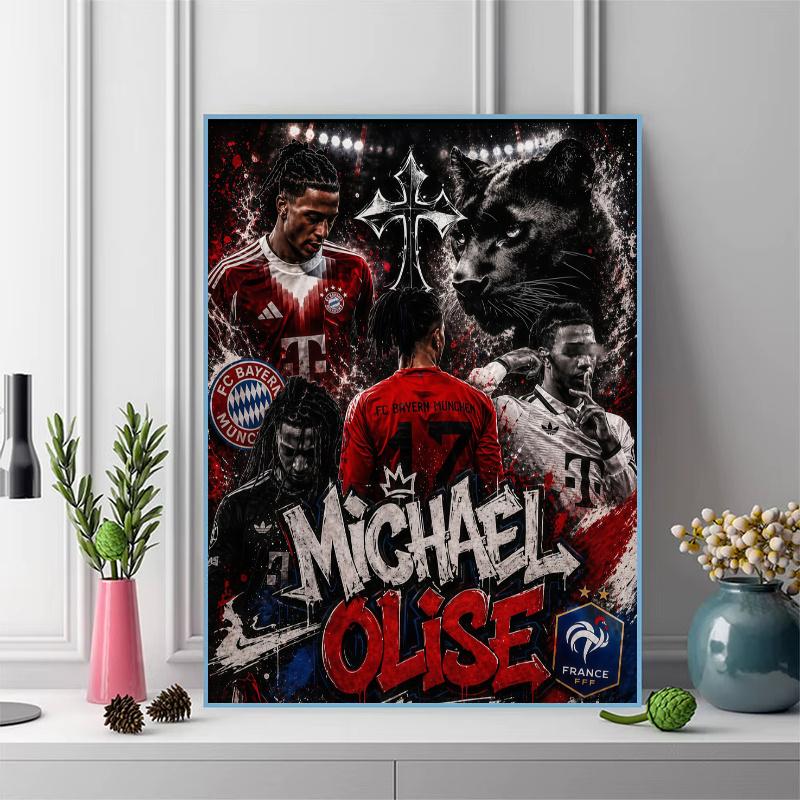 Michael Olise Pattern 3pcs 100% Round Full Drill 5D DIY Diamond Painting Embroidery Cross Stitch Rhinestone Décor