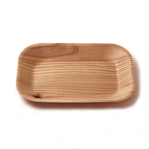 KIZARA Square Plates, Set of 100, Wooden Plates that Look Like Paper Plates, Japanese Lacquerware, Perfect for Cherry Blossom Viewing, Disposable Wood