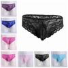 Men's See Through Lace Underpants Bulge Pouch Low Rise Bikini Briefs Sissy Panties Underwear Underpants Nightwear