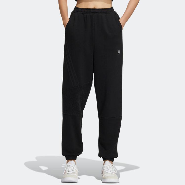 Adidas FW22 Solid Color Logo Print Mid-Rise Jogger Pants Women Bottoms Black IA6762