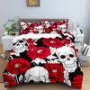 3D Skull Head Series Home Bedding Set Horror Pattern Quilt Cover Pillow Case 2/3 Halloween AU180 * 210 Full Size Home Decoration
