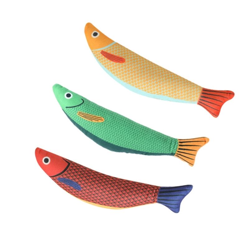3 Pcs Catnips Toy Fish Toy Soft Chewing Stuffed Animal for Kitten Grinding Toy Fish Shape Catnips Toy Keep Kitten Busy