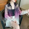 2025 Summer French Style Elegant Sheer Tie-Dye Gradient Sun Protection Loose Shirt Jacket for Women