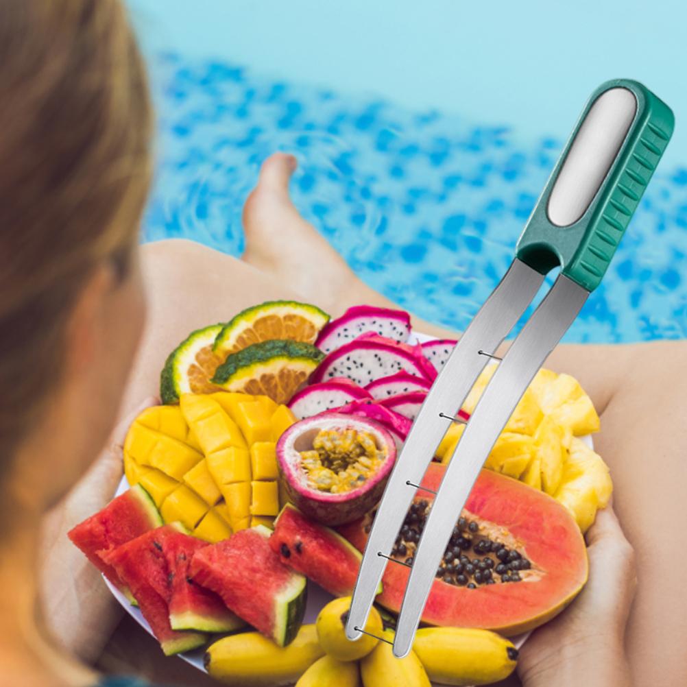 Vattenmelon Skärare Rivjärn 304 Rostfritt Stål Vattenmelon Tärningsskärare Fruktsallad Melon Skärare