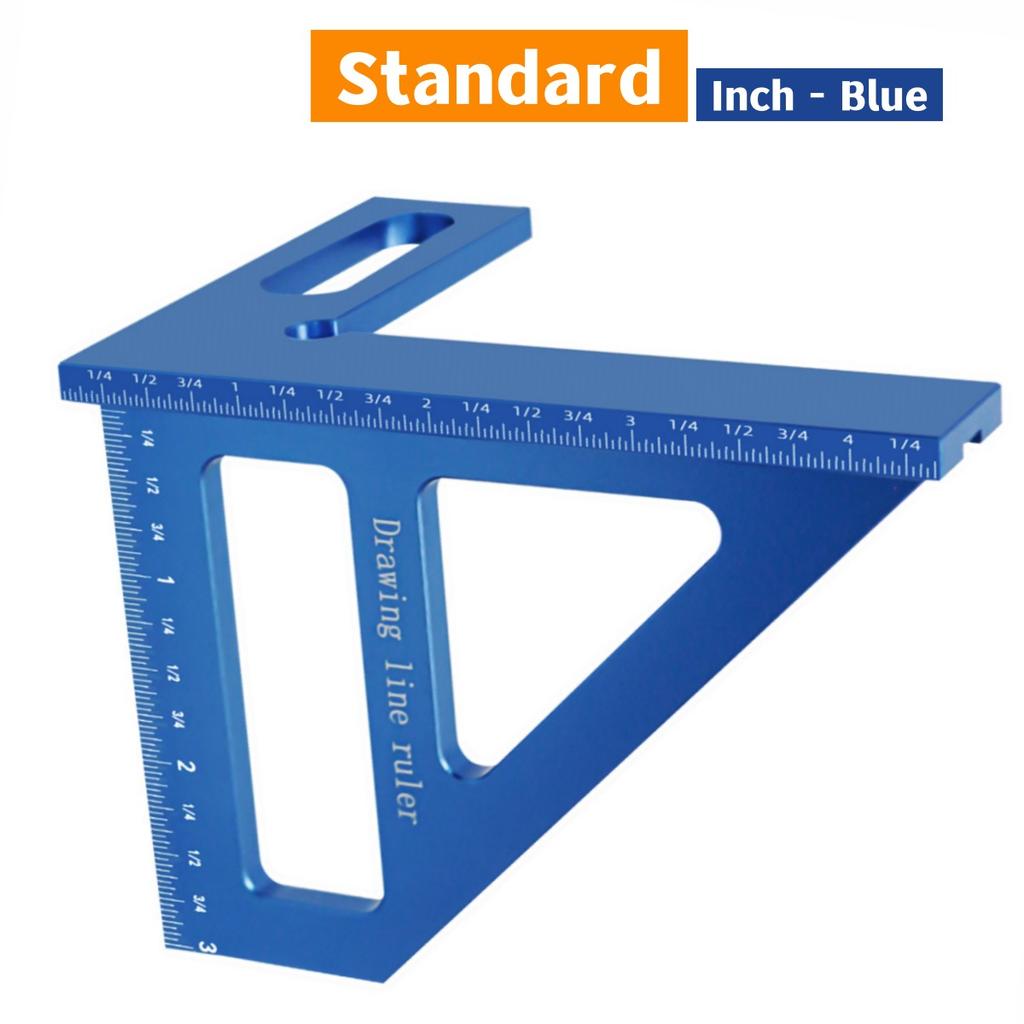 Upgraded Carpenter Square Aluminum Miter Triangle Ruler Precision Hole Scriber Woodworking Square Protractor 45/90 Degree Layout