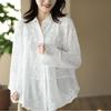 DIMANAF New Spring Shirt Women 2025  Lace Blouse Long Sleeve Basic Fashion Tops Tees Casual Loose White Tees