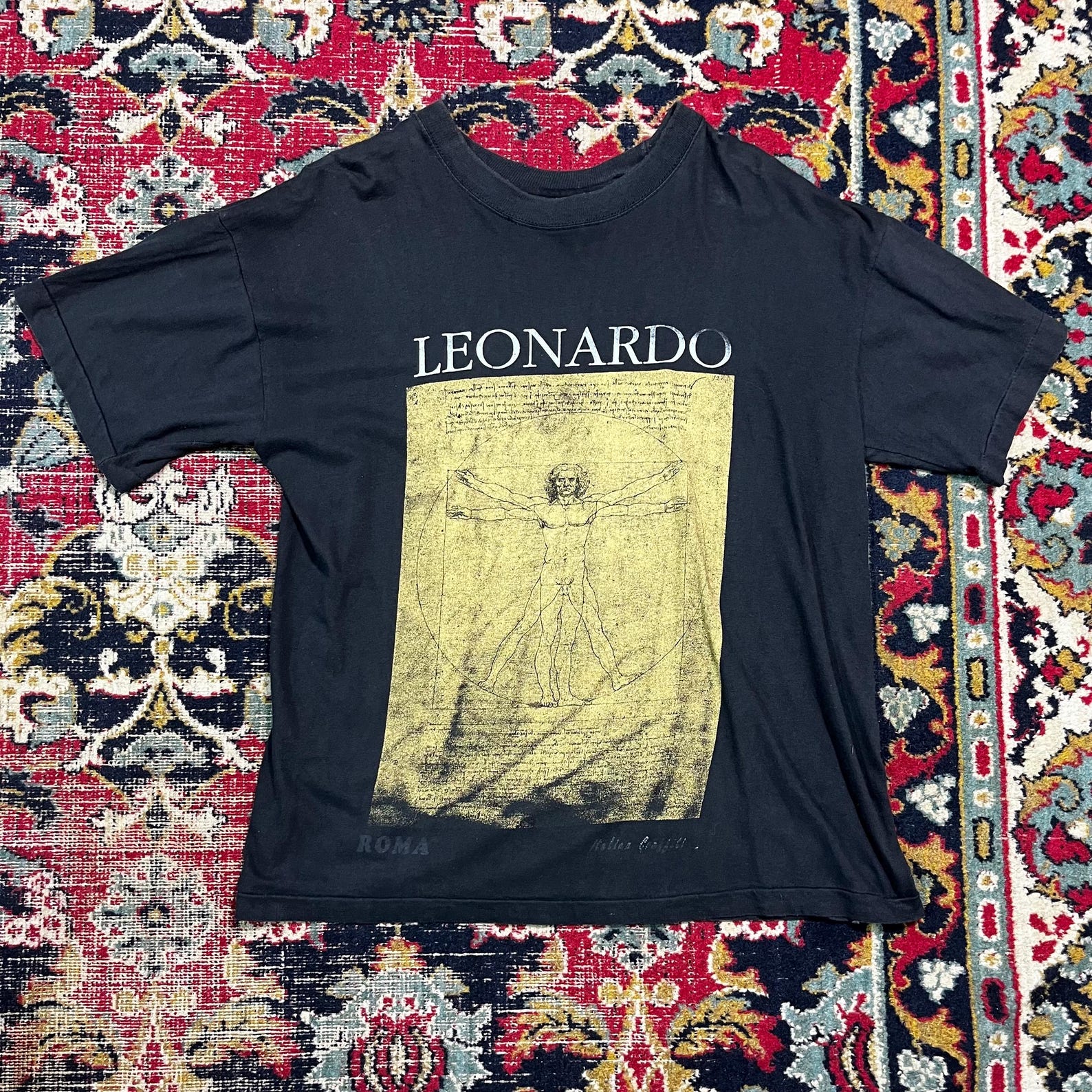 Vintage Leonardo da Vinci T-Shirt rare art 80s Size M S