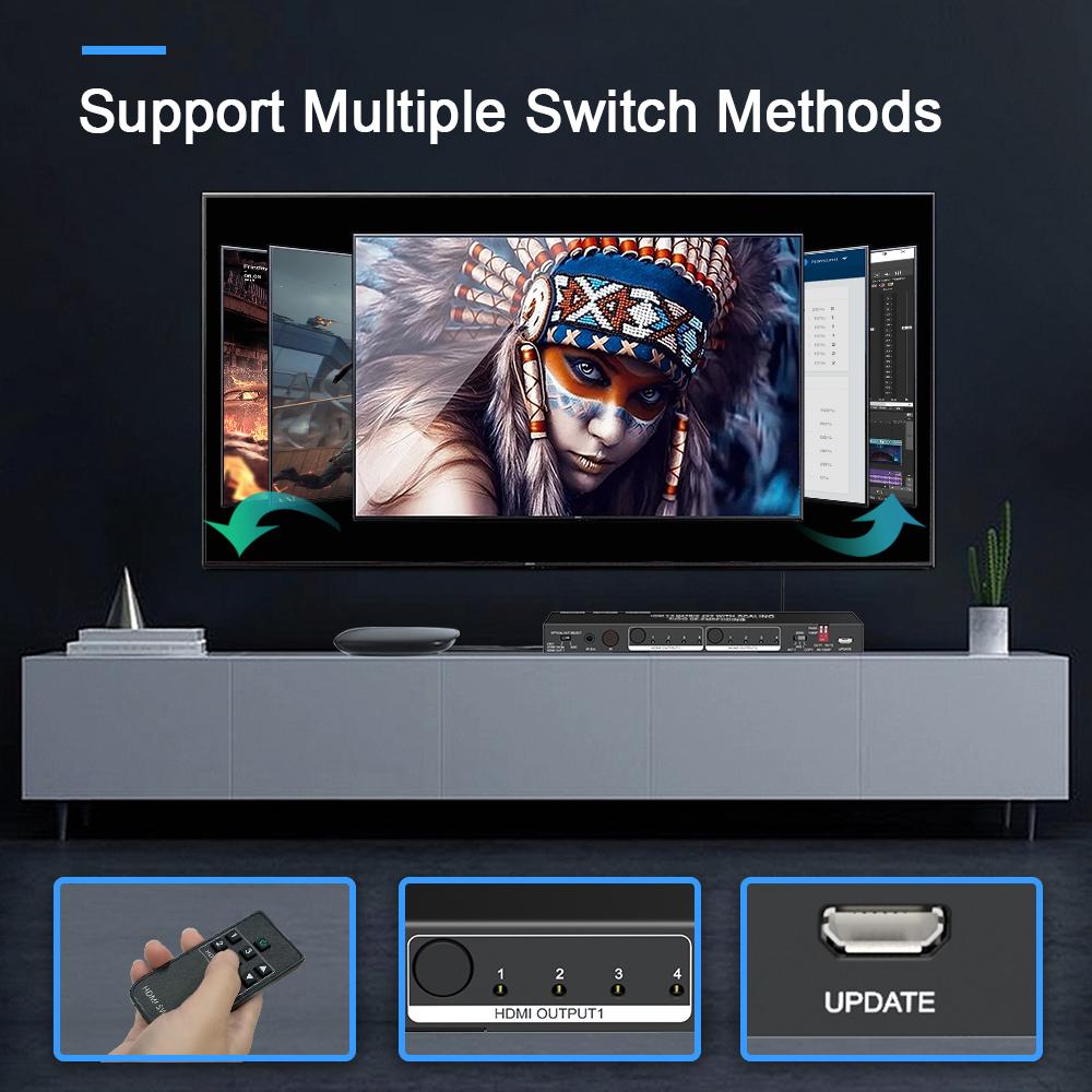 4x2 4K HDMI Matrix Switch with EARC 4K60Hz HDR for Conference Room AV System