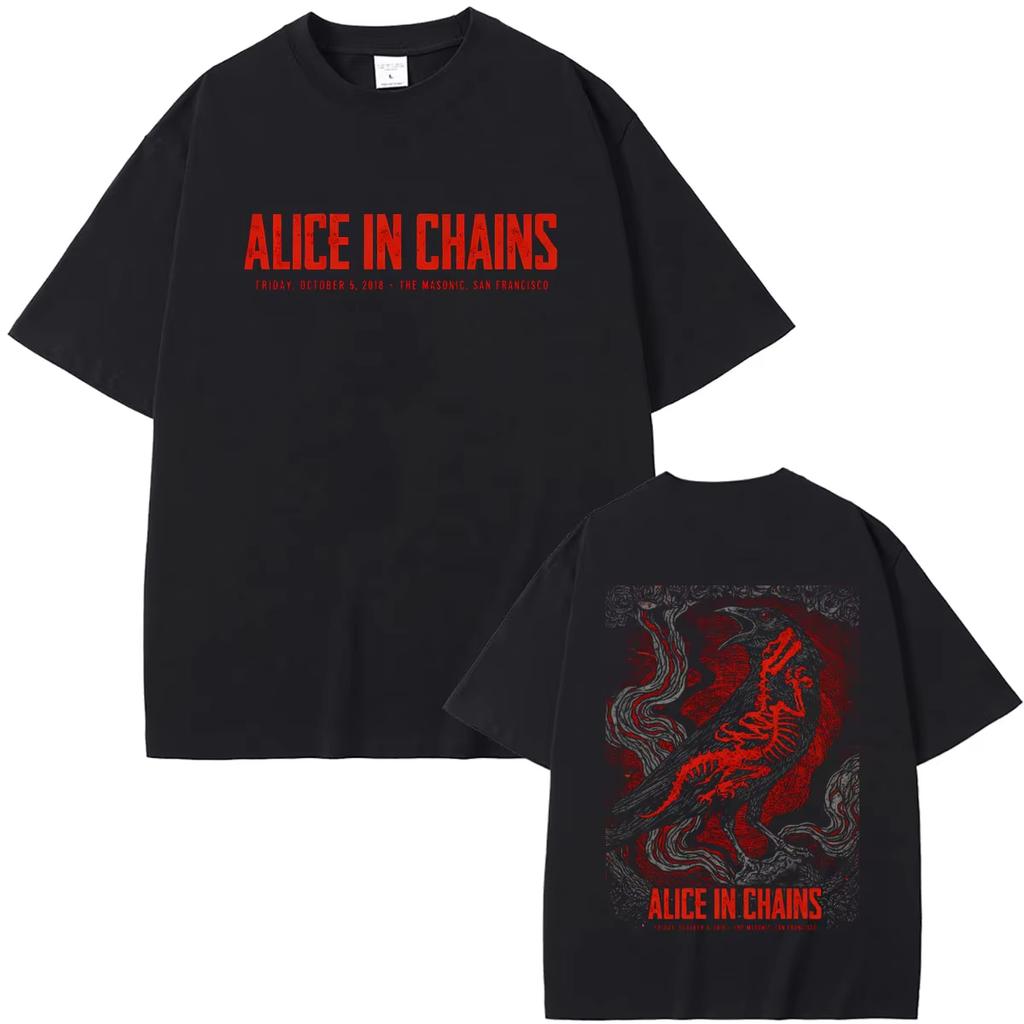 Hot Rock Band Alice In Chains Tshirt Summer Male Casual Soft Cotton T Shirts Unisex Unisex Clothing Gothic Punk Tees Streetwear