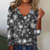 Women's Cute Sweatshirt Knitted Fashion Casual V-neck Long-sleeved Cozy Print Top
