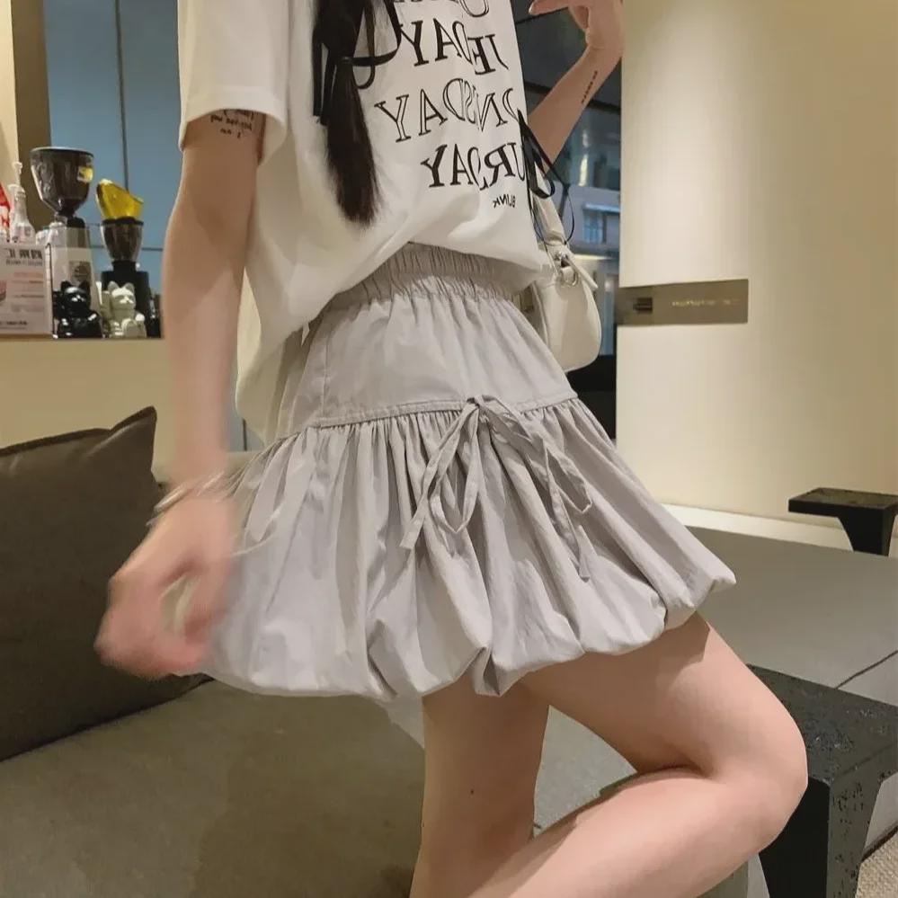 "Sweet Style Puffy White Bow Tie Skirt - Floral Bud Design"