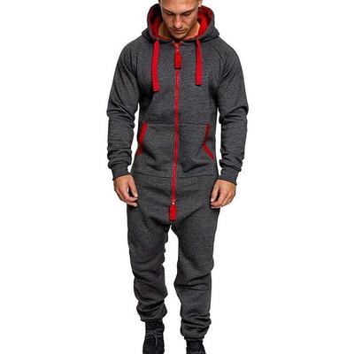 Einteiliger Kapuzenpullover für Herren im Herbst und Winter, einteiliger Reißverschlussanzug aus Plüsch, Homewear, personalisierter, farblich passender Freizeitanzug für Herren