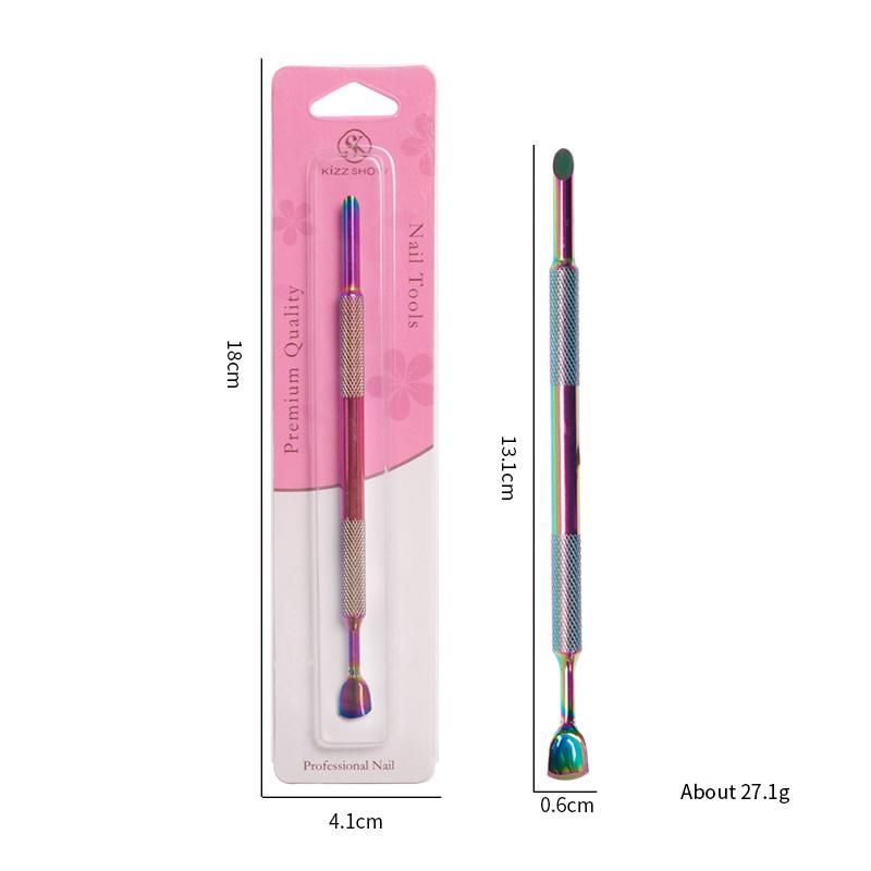 

Толкатель для кутикулы из нержавеющей стали, двусторонняя ложка для дизайна ногтей, инструмент для педикюра разноцветный