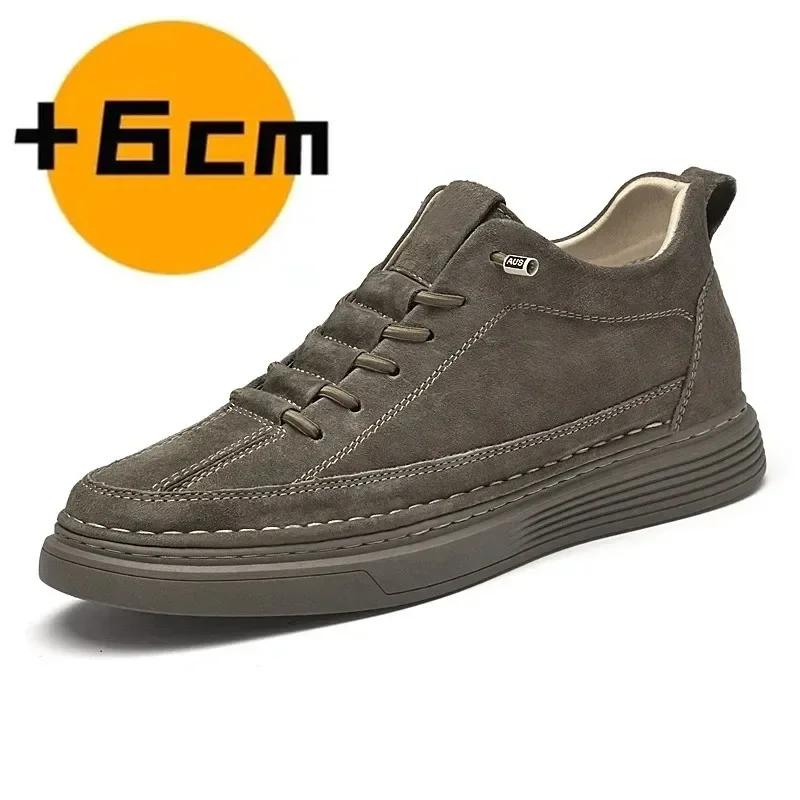 Scarpe Rialzate in Vera Pelle per Uomo Scarpe Elevator Aumento di Altezza Calzature Sneakers Casual di Lusso da Uomo Scarpe da Skate