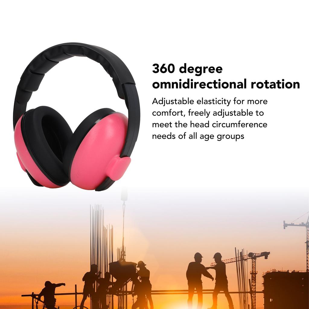 Industrial Earmuffs Noise Reduction Hearing Protection NRR 31DB Portable Ear Muffs for Learning Shooting Rose Red