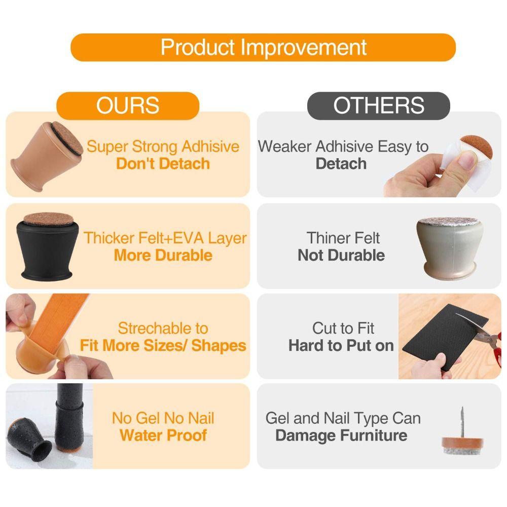 16Pcs Silicone Chair Leg Floor Protectors Rubber Furniture Cups Furniture Leg Caps  Chairs, Sofa