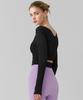 XEXYMIX Ribbed Back Slit Fingerhole Long Sleeve Black Xfk1Tl1006