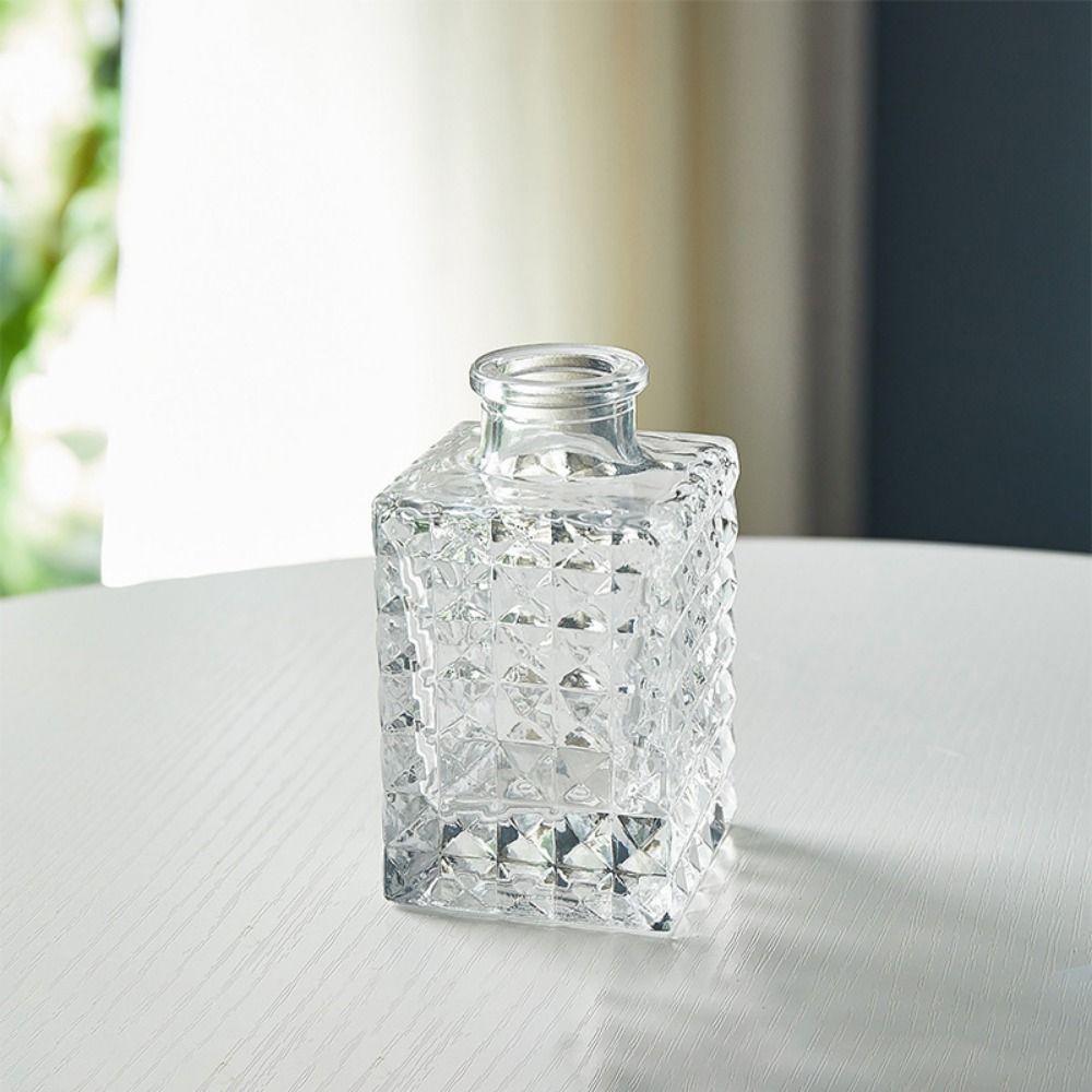 Glass Creaft Transparent Hydroponics Vase Embossed Printing Mini Glass Vase  Flower Arrangement