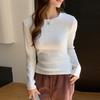 0 wool crew neck knitted bottoming shirt women's autumn and winter threaded inner slim-fitting long-sleeved shirt top