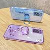 KADEM Flower Pattern Phone Case for Samsung Galaxy A31 Glitter Gradient Soft TPU Cover with Ring Kickstand