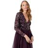 Deluxe Womens/Ladies Sequin V Neck Midi Dress
