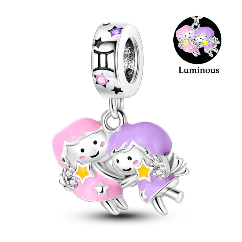 Charm Bead Components Compatible With Pan Copper Metal Firefly Ocean Star Butterfly Glowing Changing Color Trendy Authentic Original Bracelets Do It