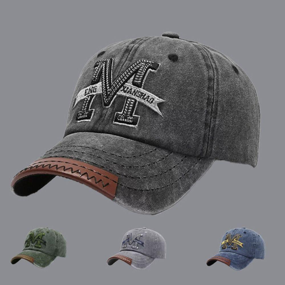 Washed Cotton Embroidered Baseball Cap Distressed Streetwear Sunscreen Hats For Man Women Unisex
