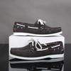 Men's Plus Size Genuine Leather Boat Shoes - British Style, Versatile Casual Lace-up Shoes