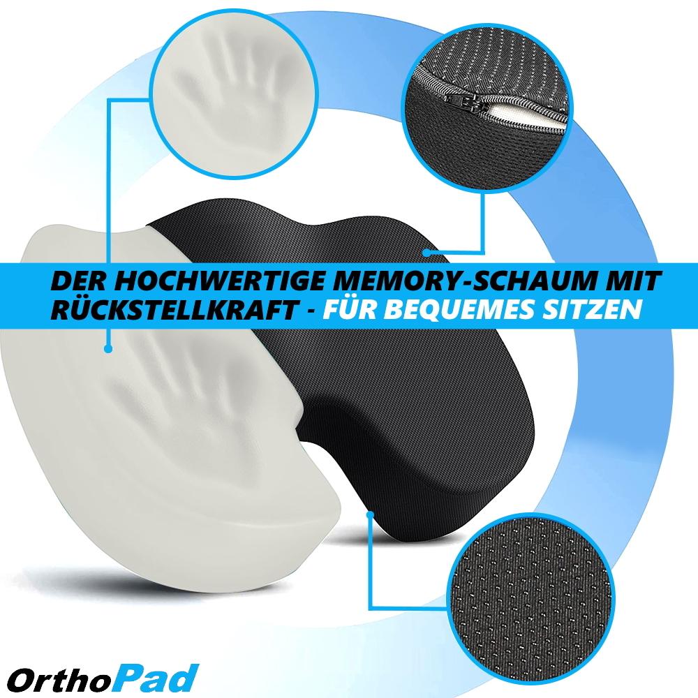 OrthoPad Sitzkissen Orthopädisches Steißbeinkissen Stuhlkissen Sitzerhöhung Foam