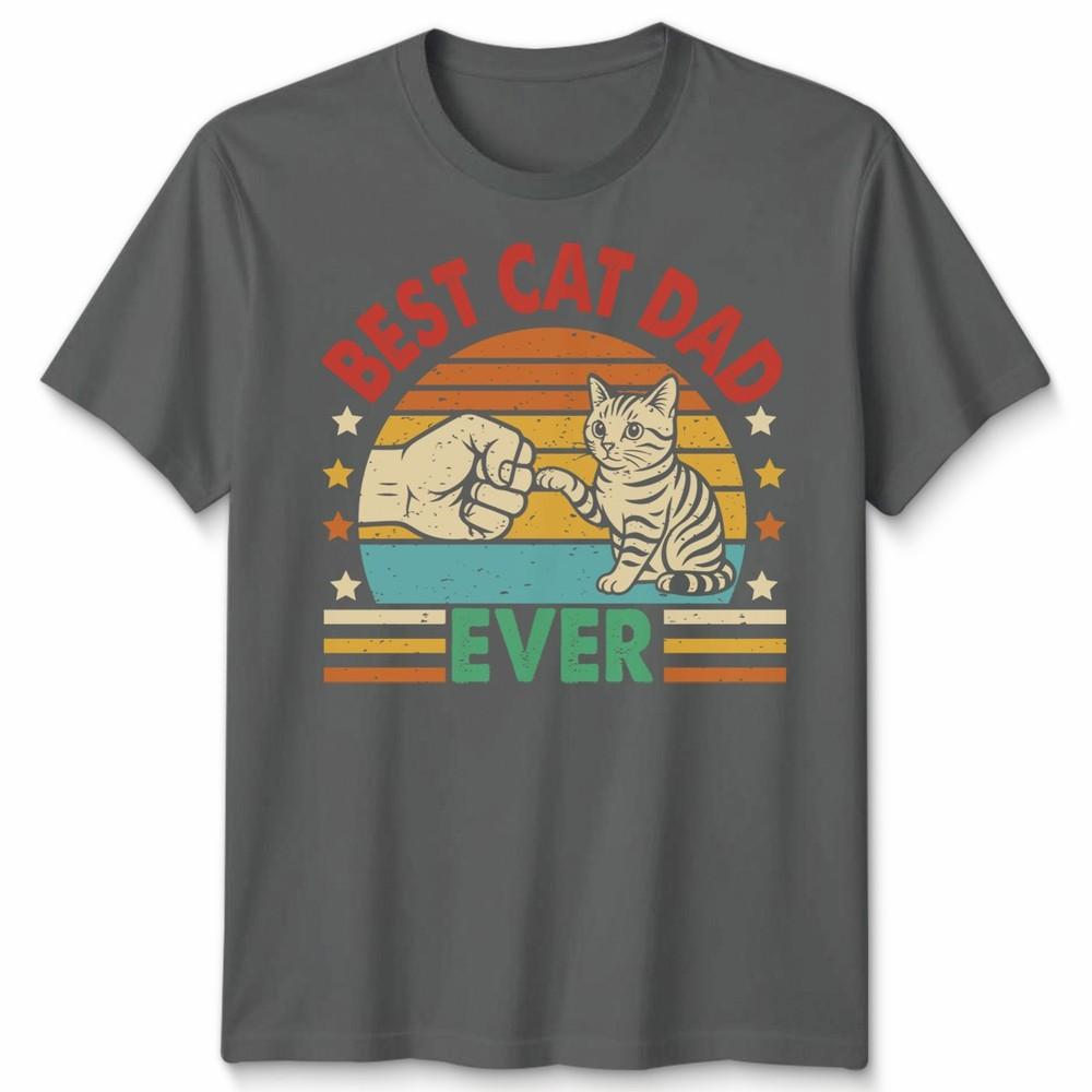 Best Cat Dad Ever Unisexs T Shirt Vintage Inspired Cat Graphic Tee