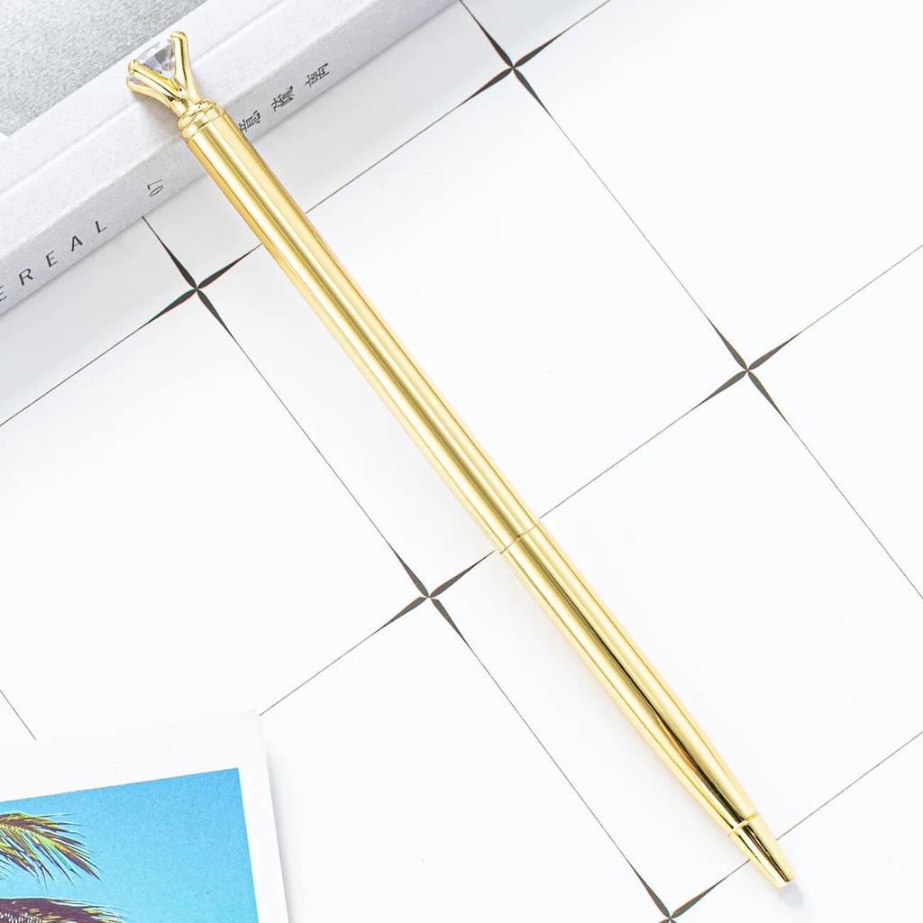 Spinning Ballpoint Pen Roller School Office Supplies Wedding Stationery Crystal Diamond Metal Rose Gold Luxury