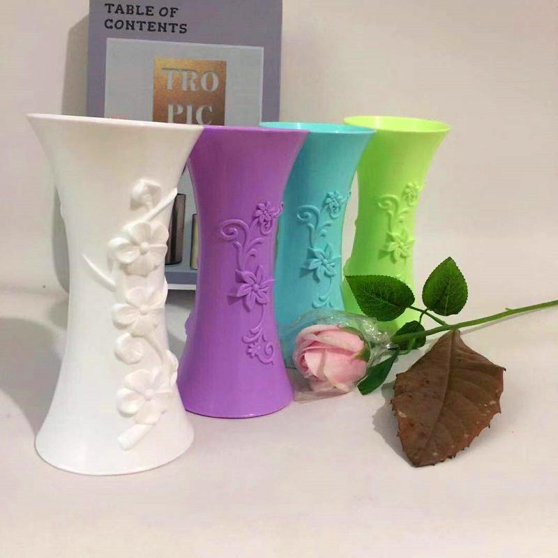 Flower Artificial Display Vase Embossed Surface For Home Decoration And Gift