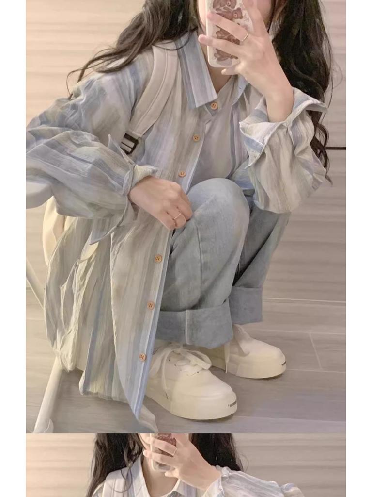 2023 Damen Streifenjacke im französischen Stil: Langärmeliges, leichtes Oberteil für Frühherbst/Sommer