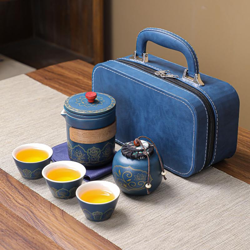 Travel Tea Pot Set Outdoor Portable Ceramic Quick Guest Tea Set Office Teapot And Cup Set Light Luxury Friend Best Gifts