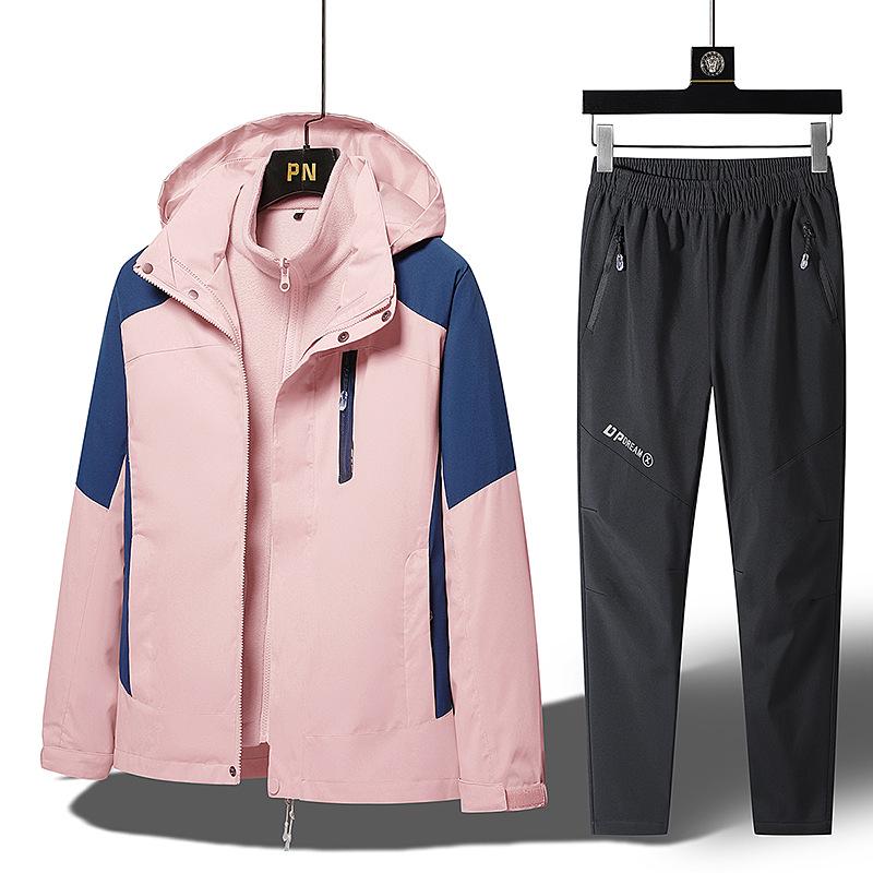 Three-in-One Winter Ski Suit Set: Windproof, Waterproof, Plus Velvet for Men, Women, and Children