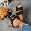 Retro Flower Decor Wedges Sandals for Women Plus Size Thick Sole Chunky Platform Slippers Summer Comfort Non Slip Beach Shoes
