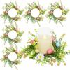 Easter Egg Candle Rings Holder Wreaths with Daisy Flower Spring Egg Artificial Farmhouse Wreaths Berry Candle Rings Table Decor